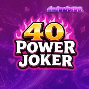 Tampilan layar mesin slot 40 Power Joker dengan simbol joker dan buah-buahan